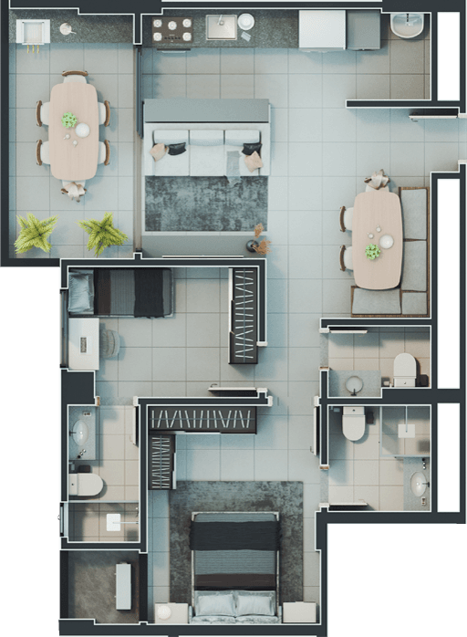 Planta 06 - 2 dorm 75 89m²
