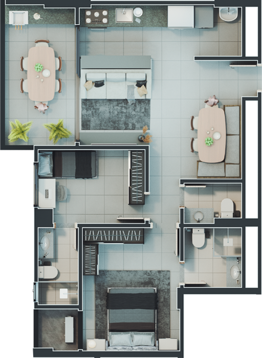 Planta 06 - 2 dorm 75 89m²