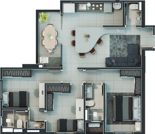 Planta 08 - 3 dorm 83 26m²