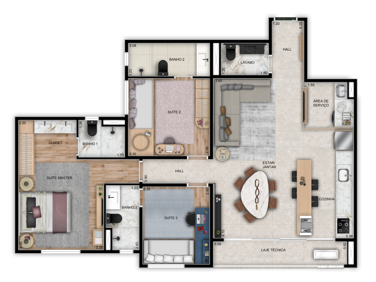 Planta 04 - 97m² 3 dorm
