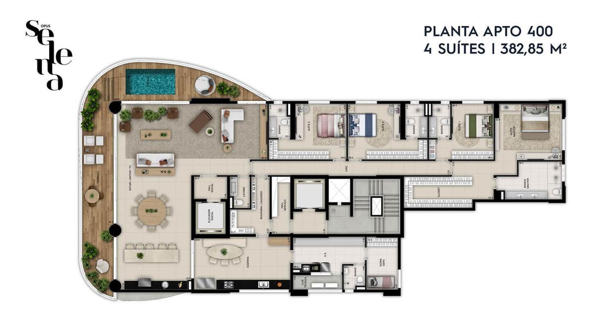 Planta 04 - 4 dorm 382 85m²