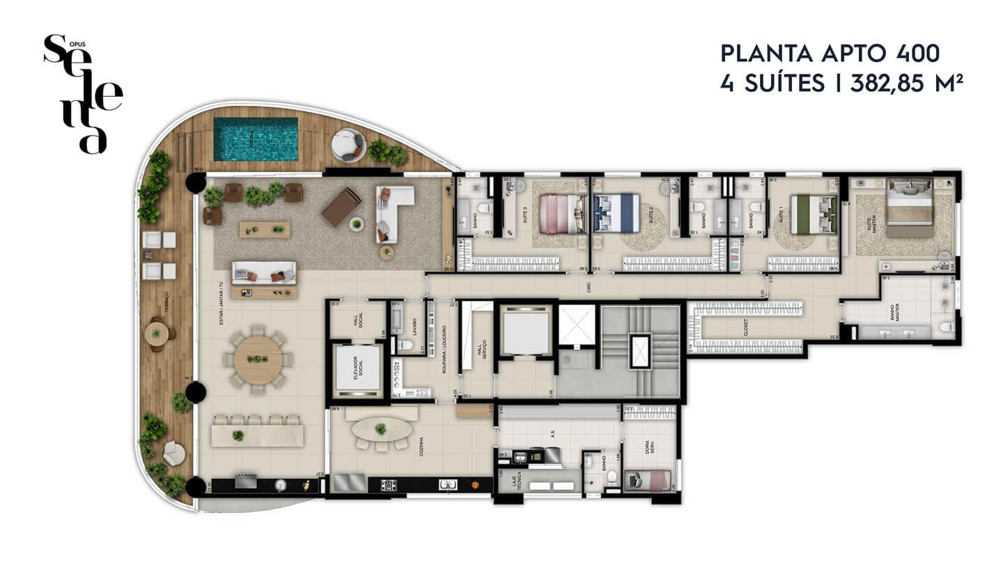 Planta 04 - 4 dorm 382 85m²