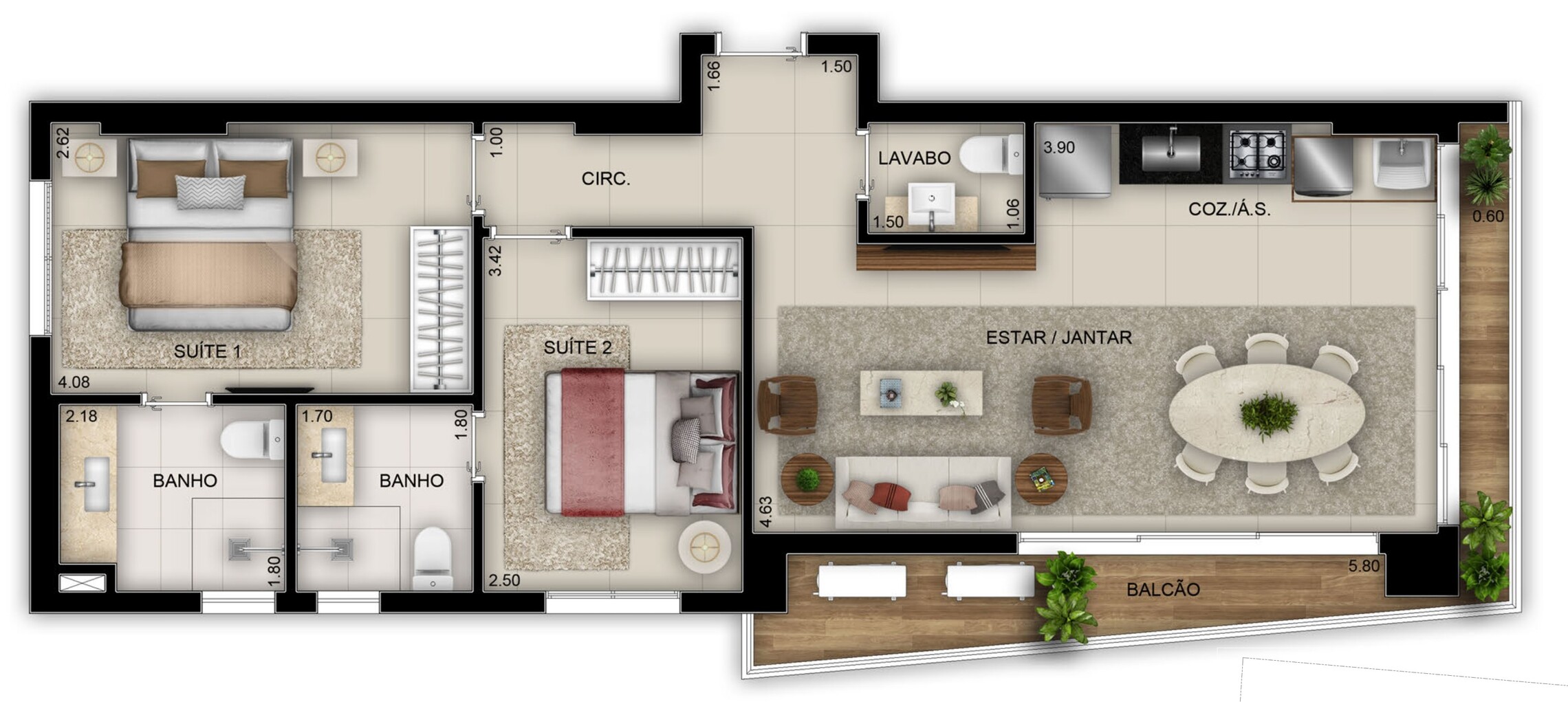 Planta 08 - 2 dorm 74 27m²