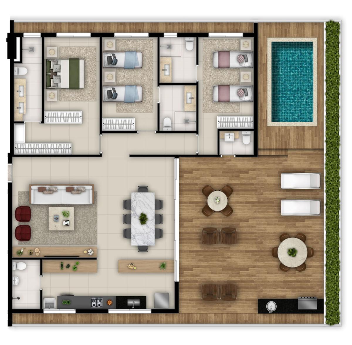 Planta 11 - 3 dorm 223 74m² - penthouse