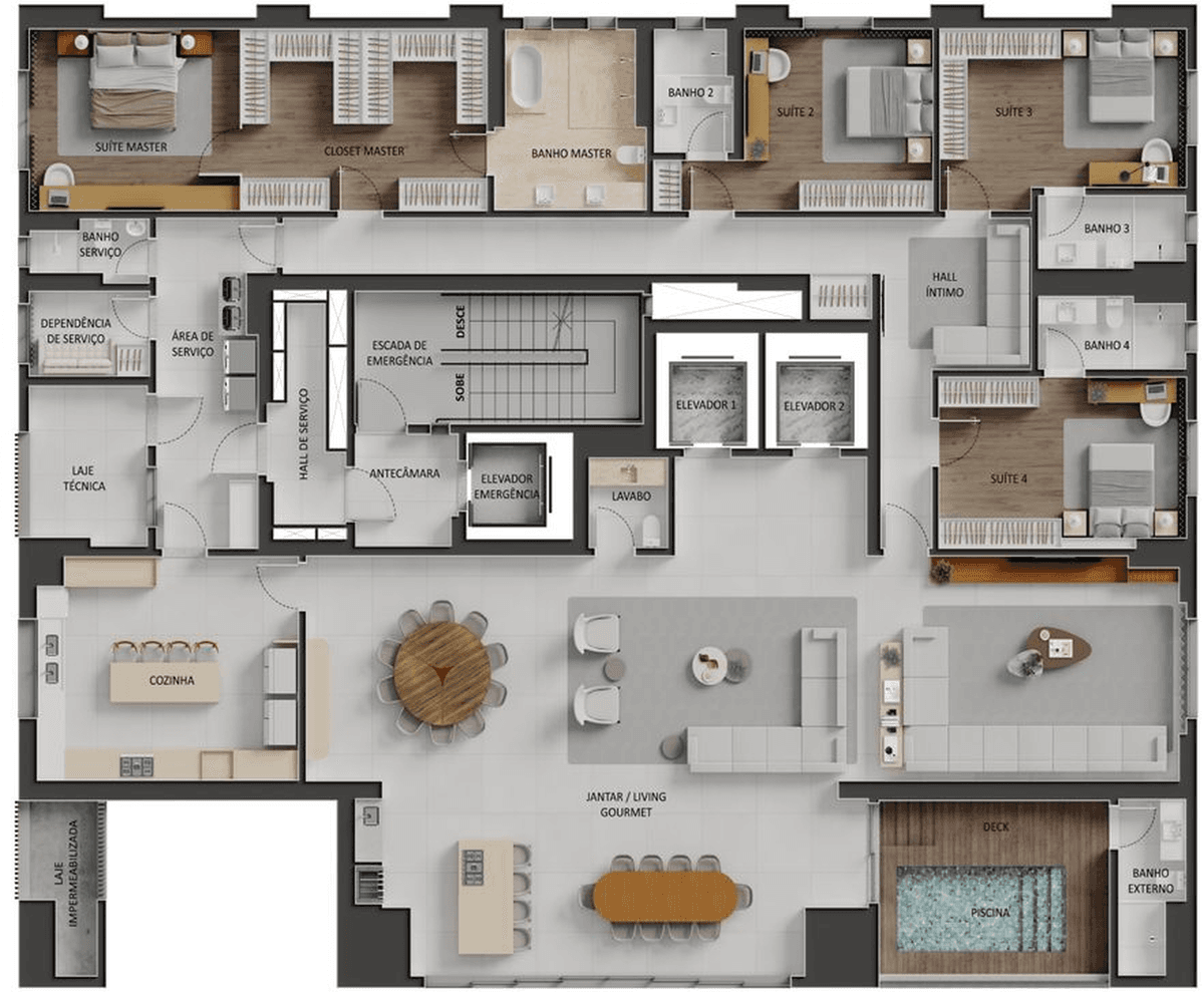 Planta 01 - 4 dorm 428,08m²