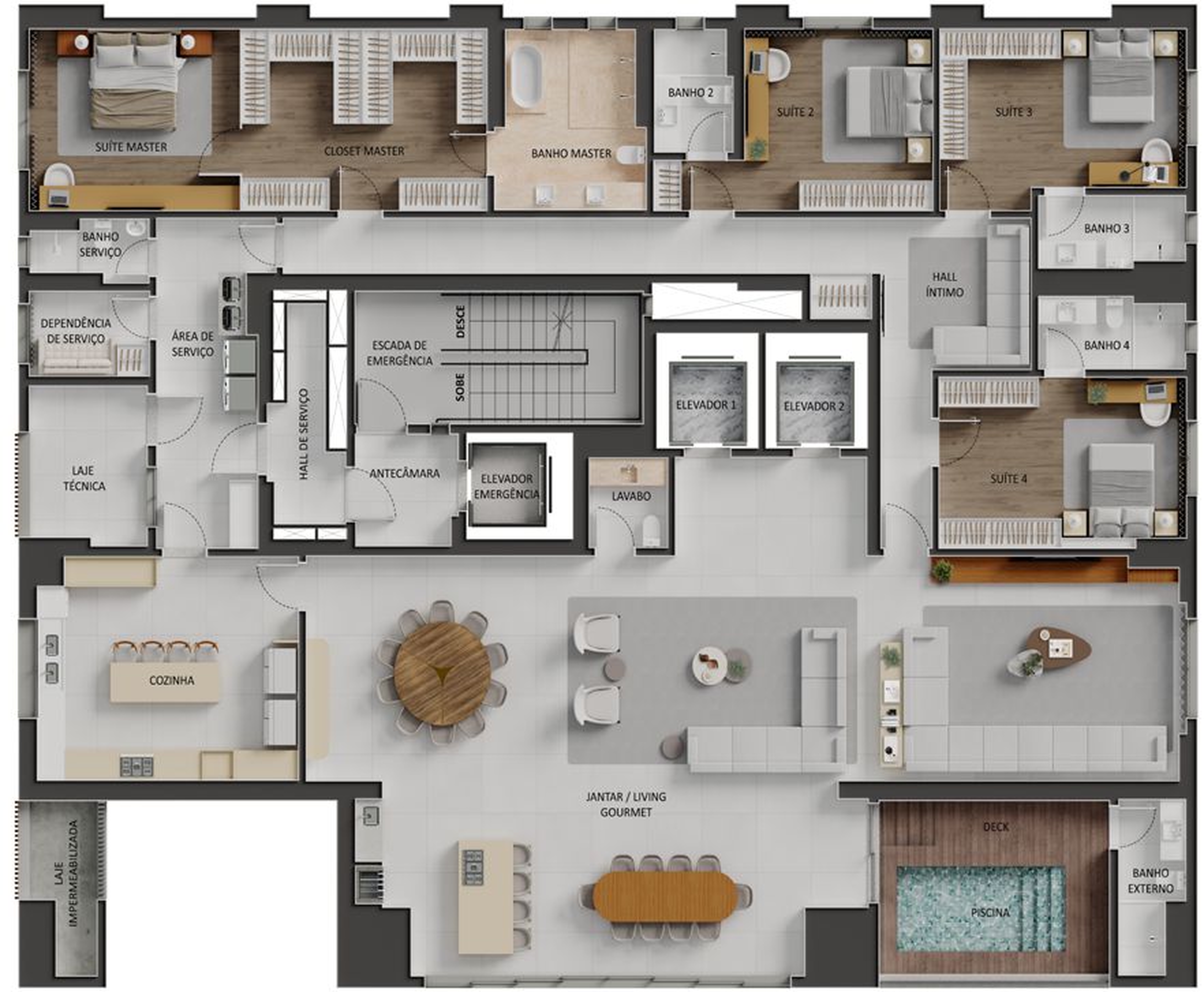 Planta 01 - 4 dorm 428,08m²