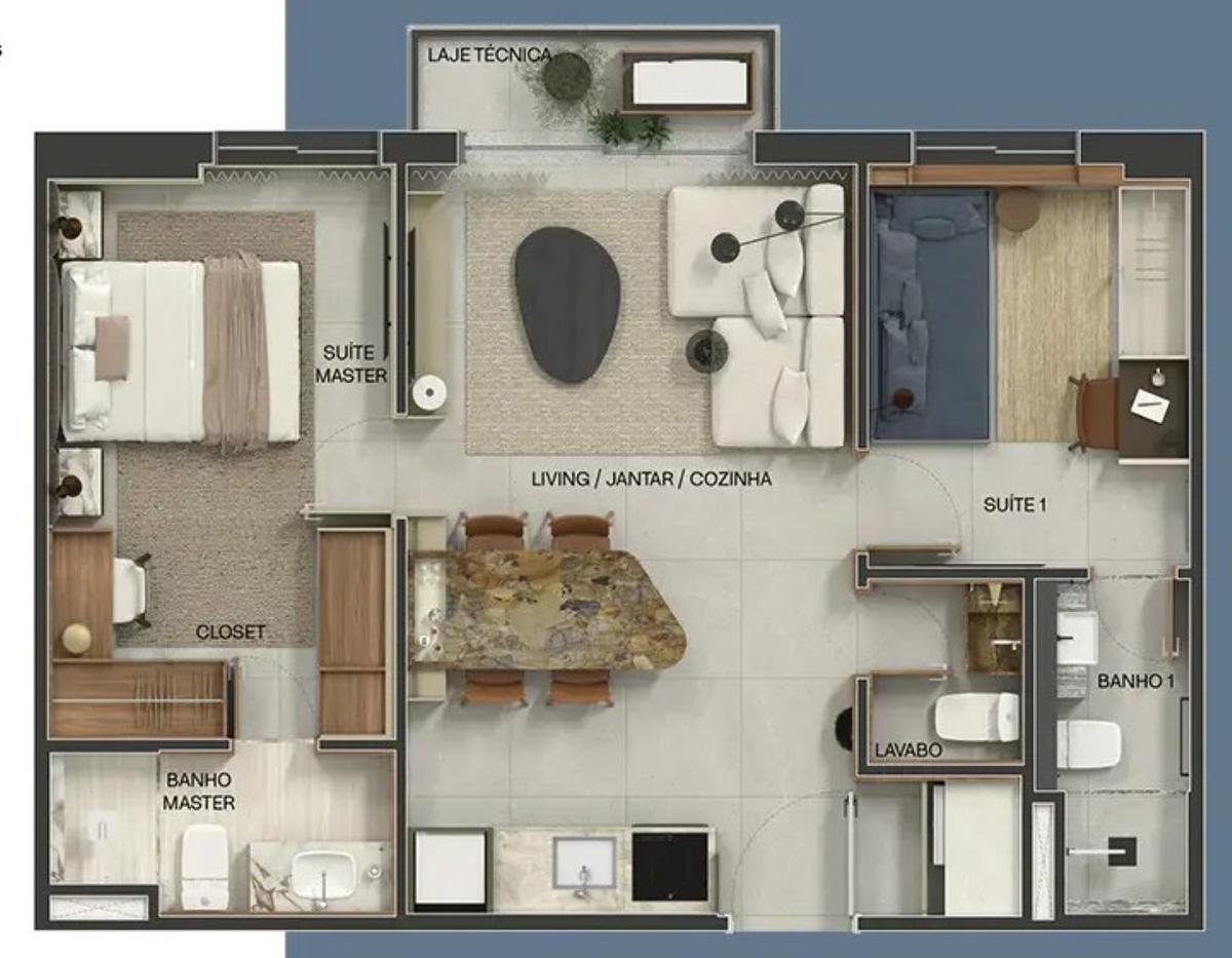 Planta 06 - 2 dorm 57,19m²
