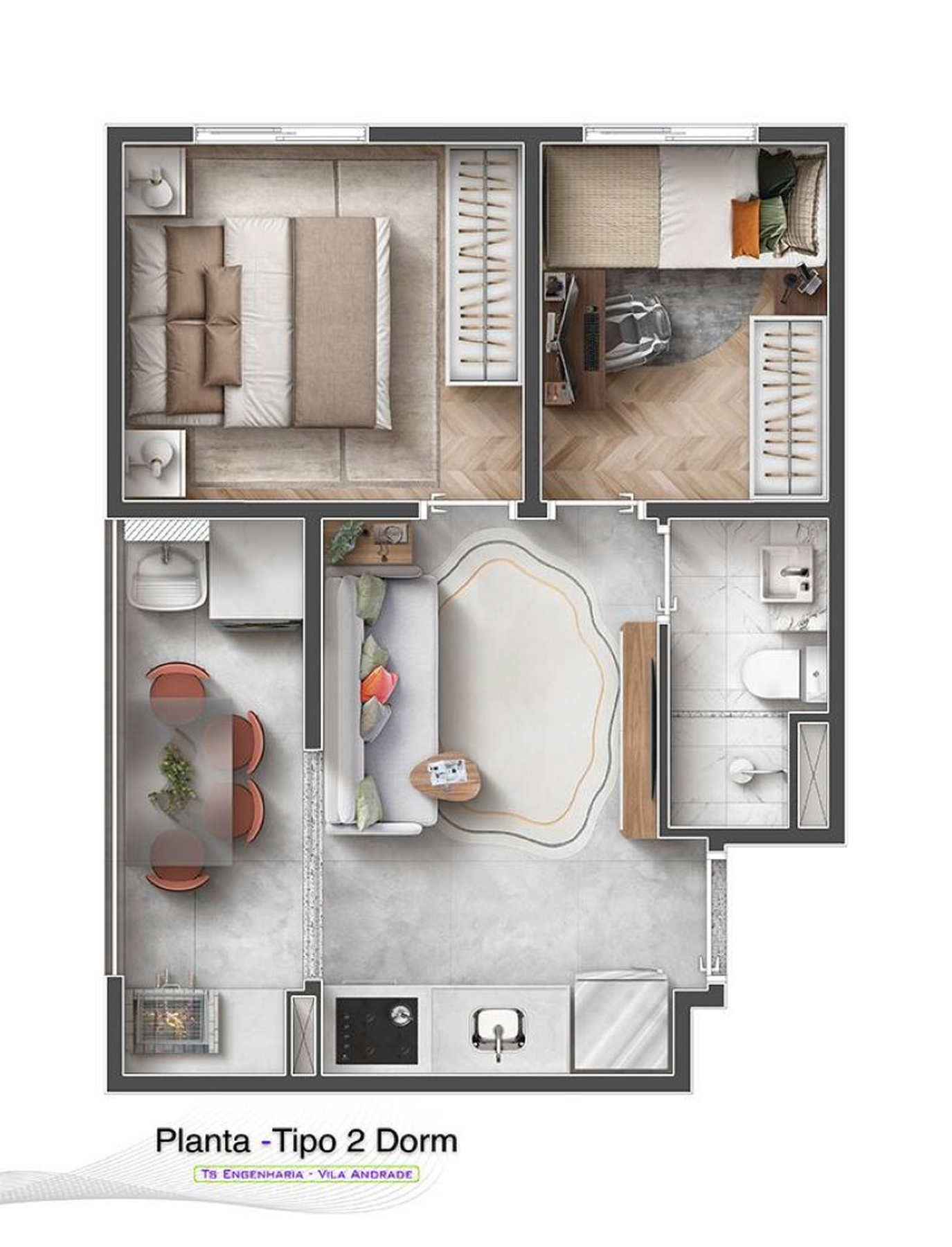 Planta 04 - 1 dorm 33m²