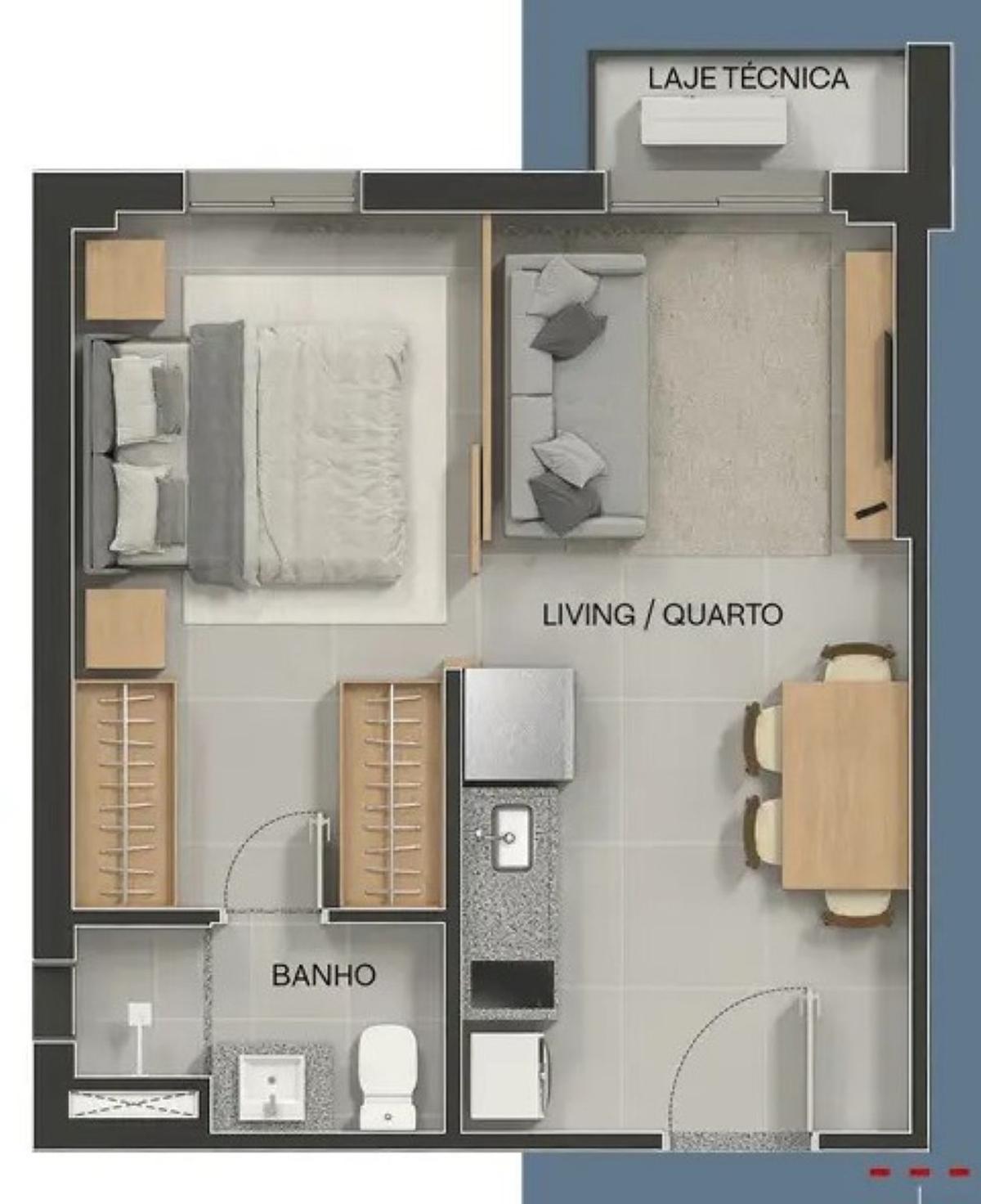 Planta 04 - 1 dorm 35,67m² - studio
