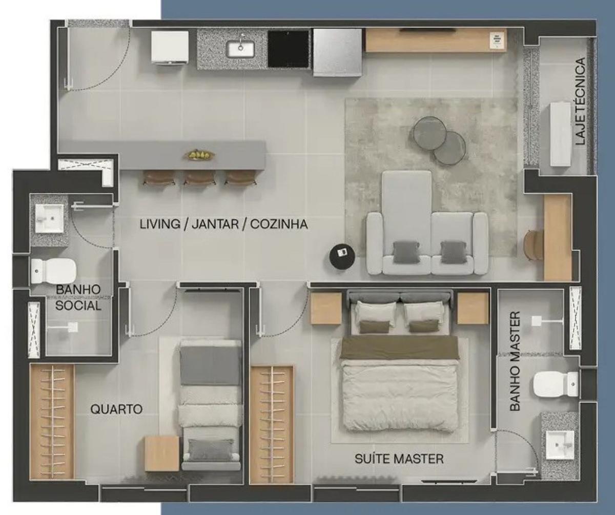 Planta 05 - 2 dorm 56,64m²