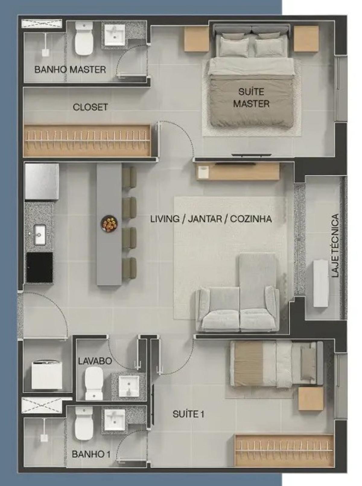 Planta 07 - 2 dorm 58,36m²