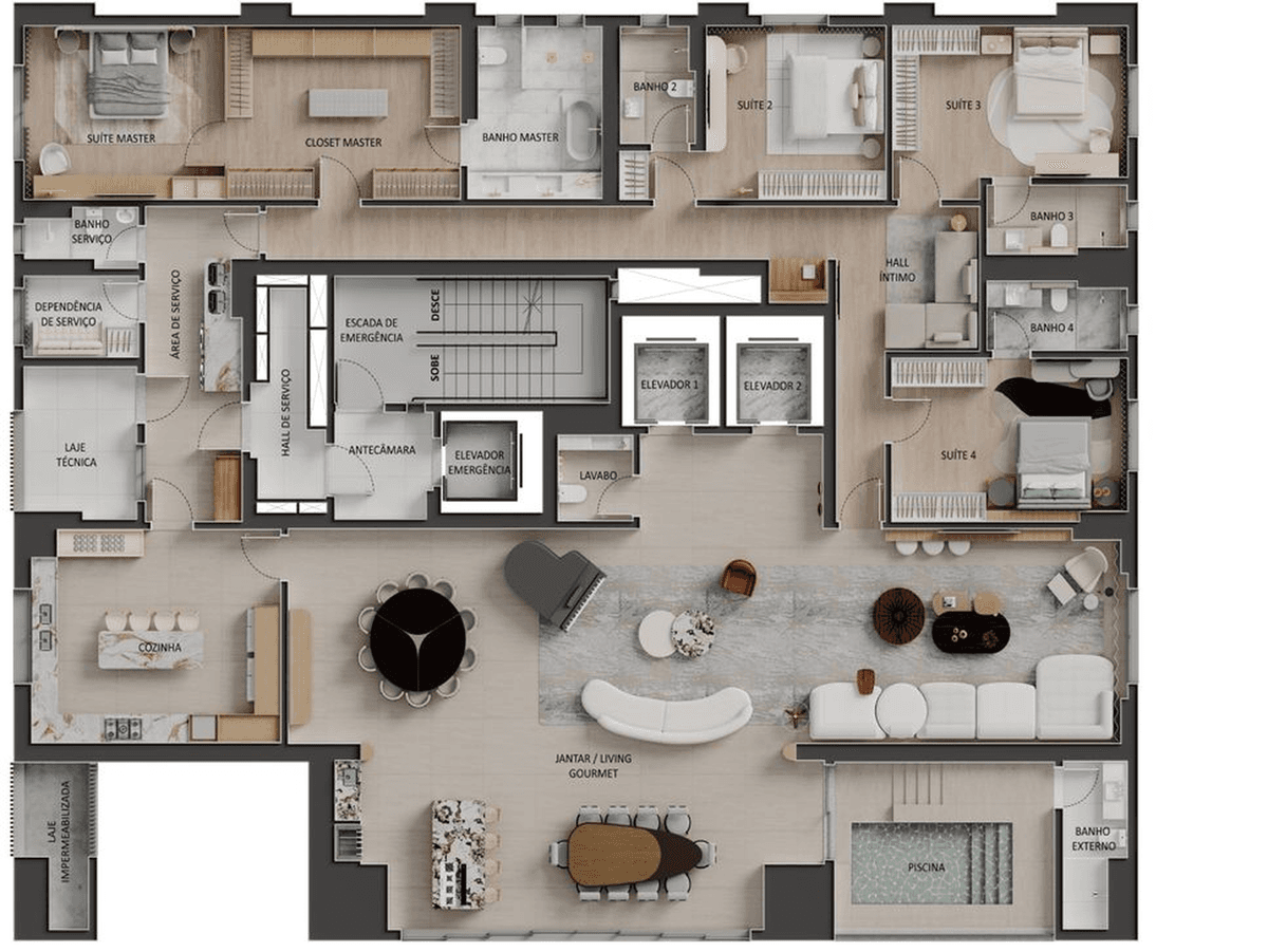 Planta 03 - 4 dorm 428,08m²