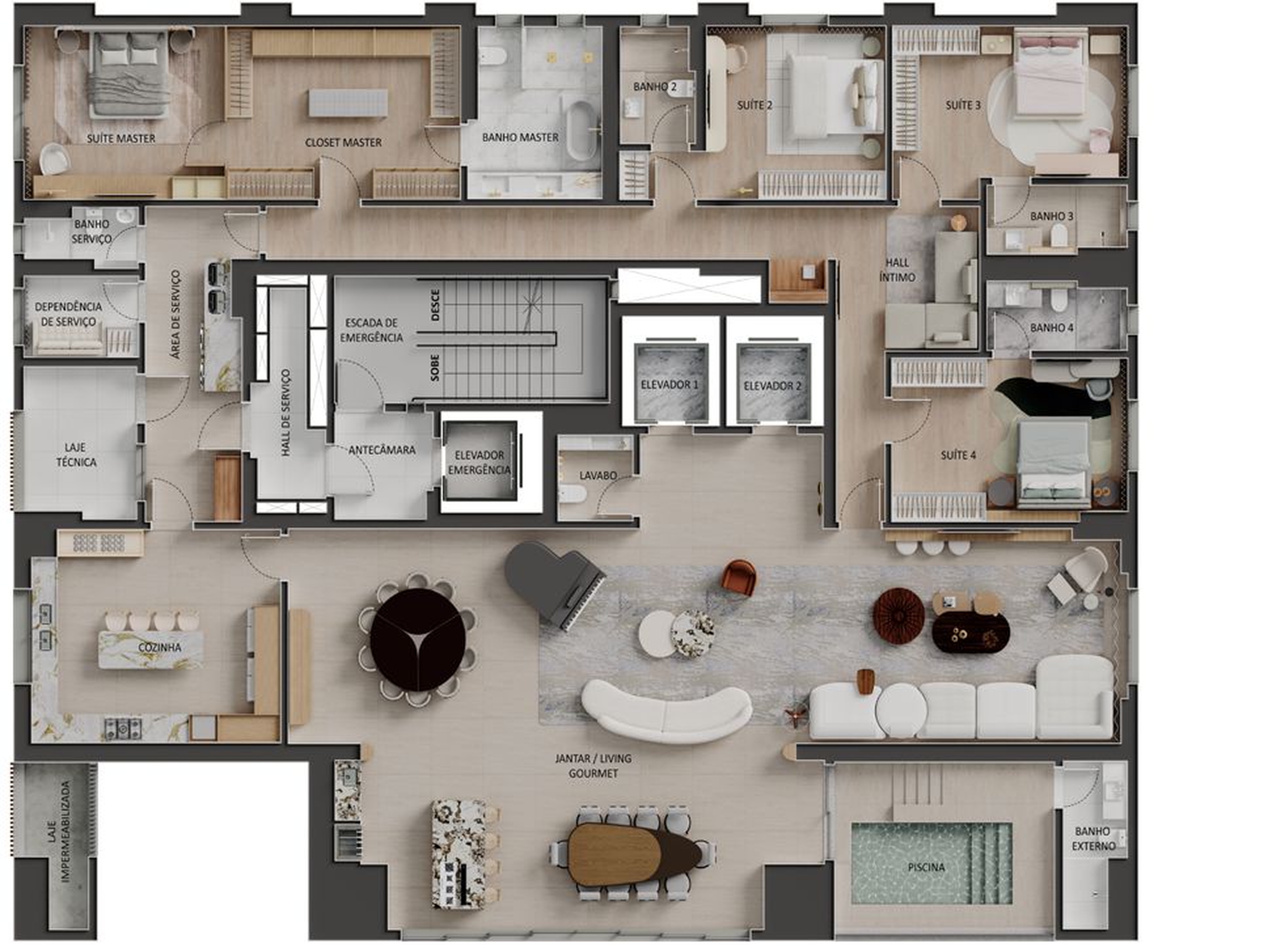 Planta 03 - 4 dorm 428,08m²