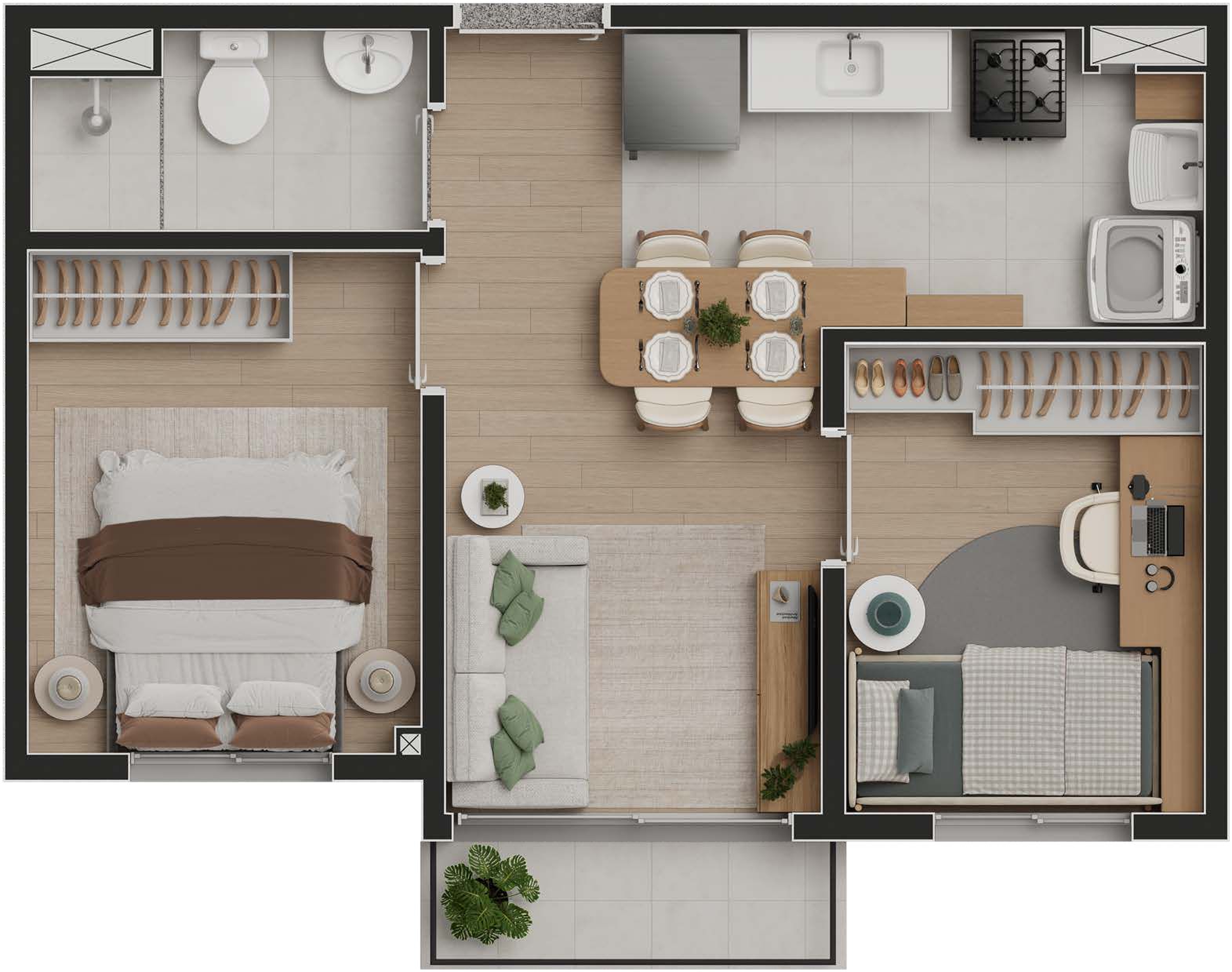 Planta 02 - 2 dorm 35m²