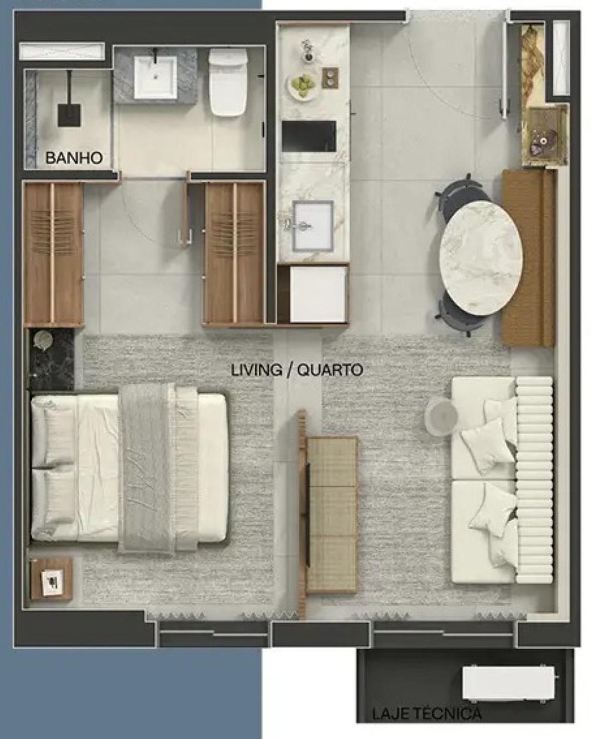 Planta 03 - 1 dorm 35,67m² - studio