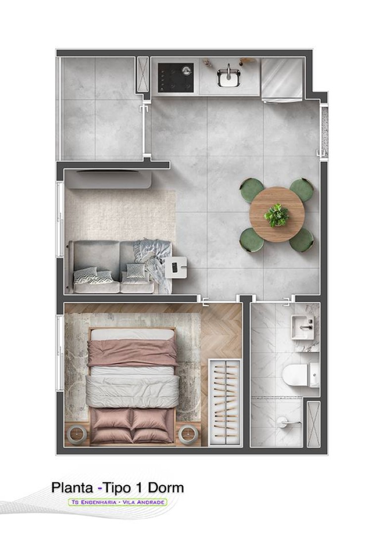Planta 03 - 1 dorm 28m² - opção